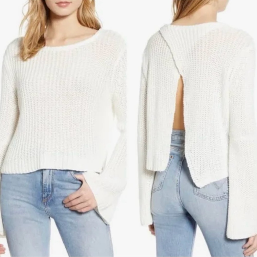 Roxy Women's White Sweater with Open Criss Cross Back Size Small